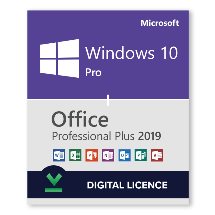 Licences numériques Windows 10 Pro + Microsoft Office 2019 Professionnel Plus